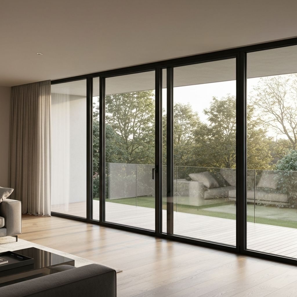 Ultra-slim aluminium framed floor-to-ceiling windows